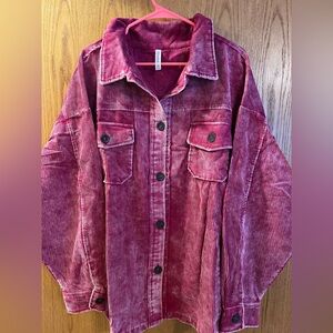 Women's Zenana Pink Corduroy Jacket - 3X